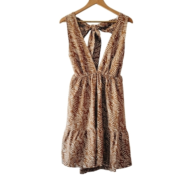 House of Harlow 1960 Brown Palm Print Dress - Picture 1 of 10